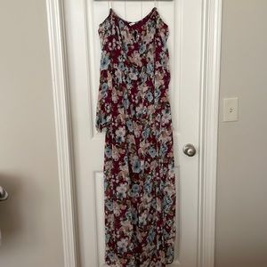 Off the shoulder maternity maxi